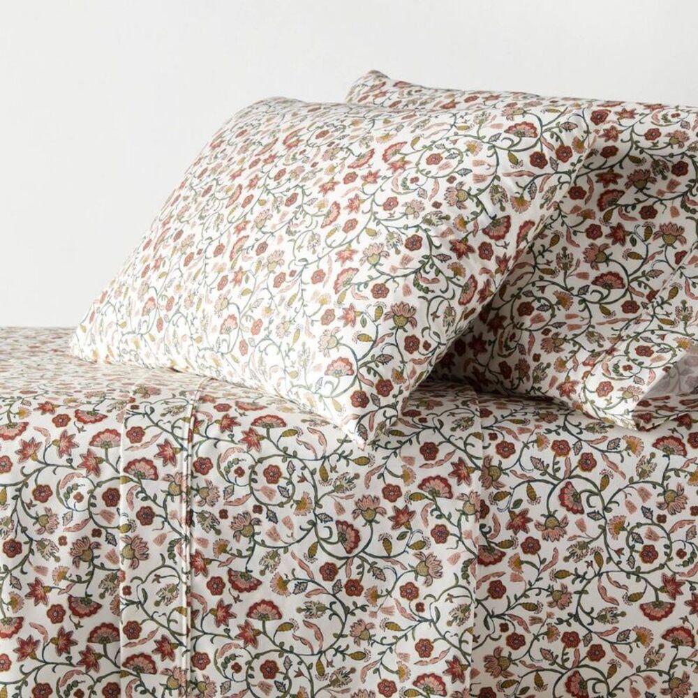 Queen 400 Thread Count Performance Sheet Set Warm Floral - Threshold
